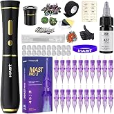 Mast Tattoo P40 Cordless PMU Machine, 2.5mm Stroke Permanent Makeup Pen | Mcore Coreless Motor, 120g Lightweight, Battery and RCA Dual Power, 20 Cartridge Needles Eyebrows Lips Eyeliner Black