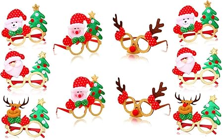 Immagini Natalizie Divertenti.Tomkity 10pz Bicchieri Occhiali Per Feste Di Natale Festa Accessorio Divertenti Assortiti Decorazioni Natalizie Multicolore Photo Booth Props 5 Stili Amazon It Casa E Cucina