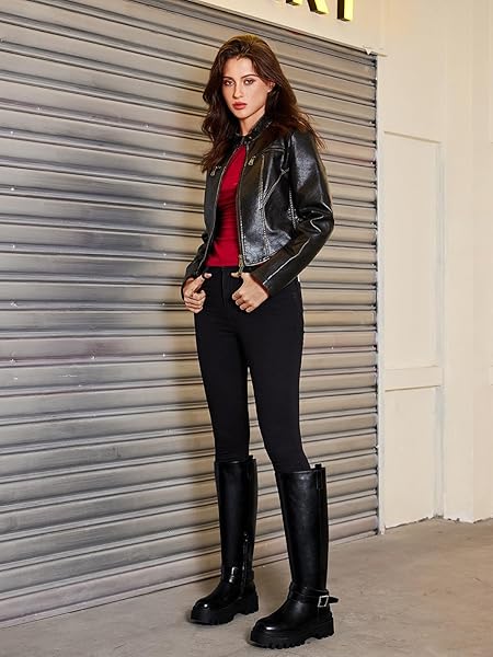 CELLENZ WOMEN KNEE HIGH BOOTS: FASHION PLATFORM BOOT – BLACK LEATHER BOOTS FOR WOMEN – WIDE CALF TALL CHUNKY FALL BOOT SIZE 6.5