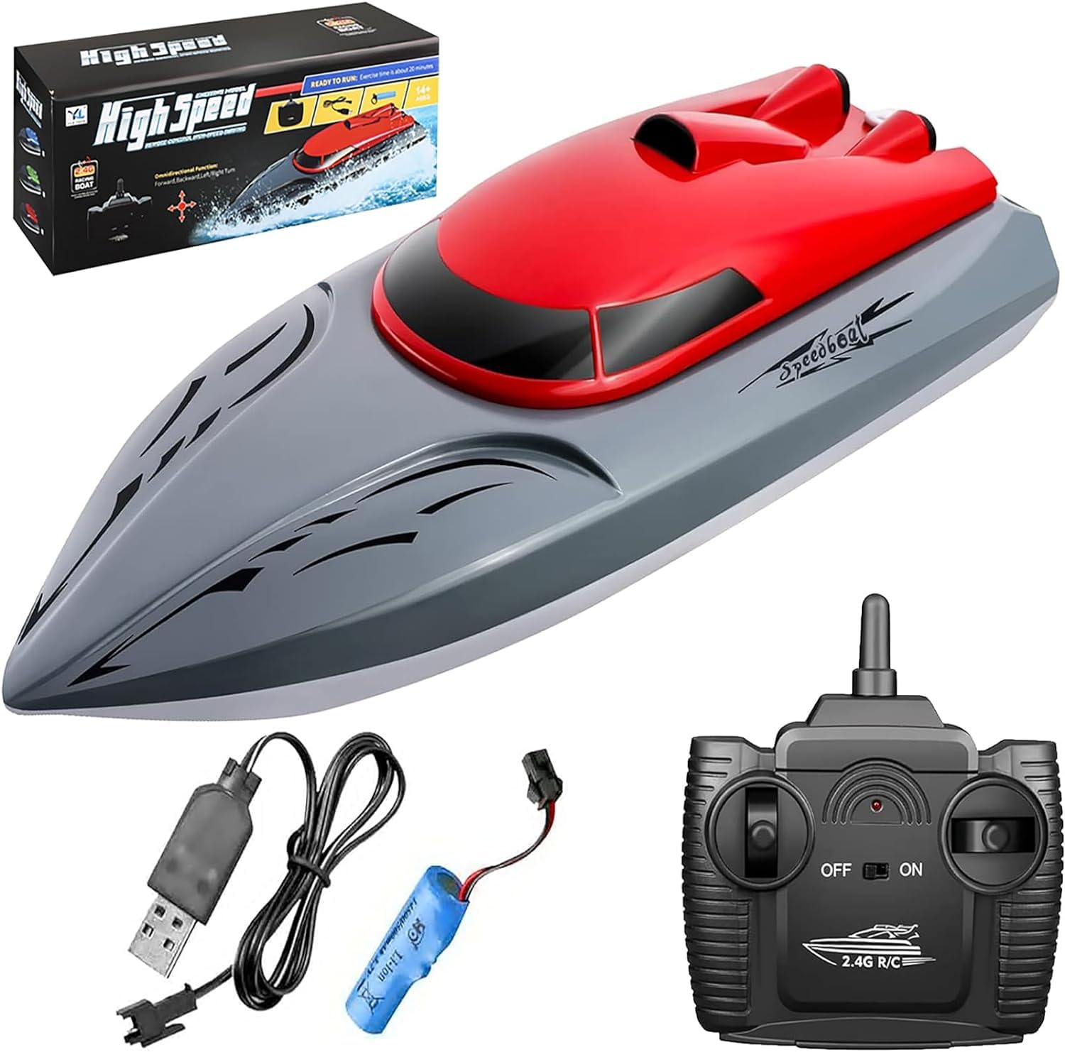 Goolsky 806 Remote Control Boat, 2.4G 20 km/h Self-righting RC Boats for Lakes Pools, Waterproof Toy High Speed RC Racing Boat Gift for Teen Adults