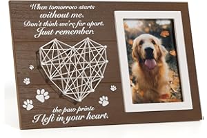 GIRVEM Pet Memorial Gifts, Pet Loss Memorial Frame Leave Paw Prints on our Hearts, Paw Prints Sympathy Frame Gift for Loss of Dog and Cat