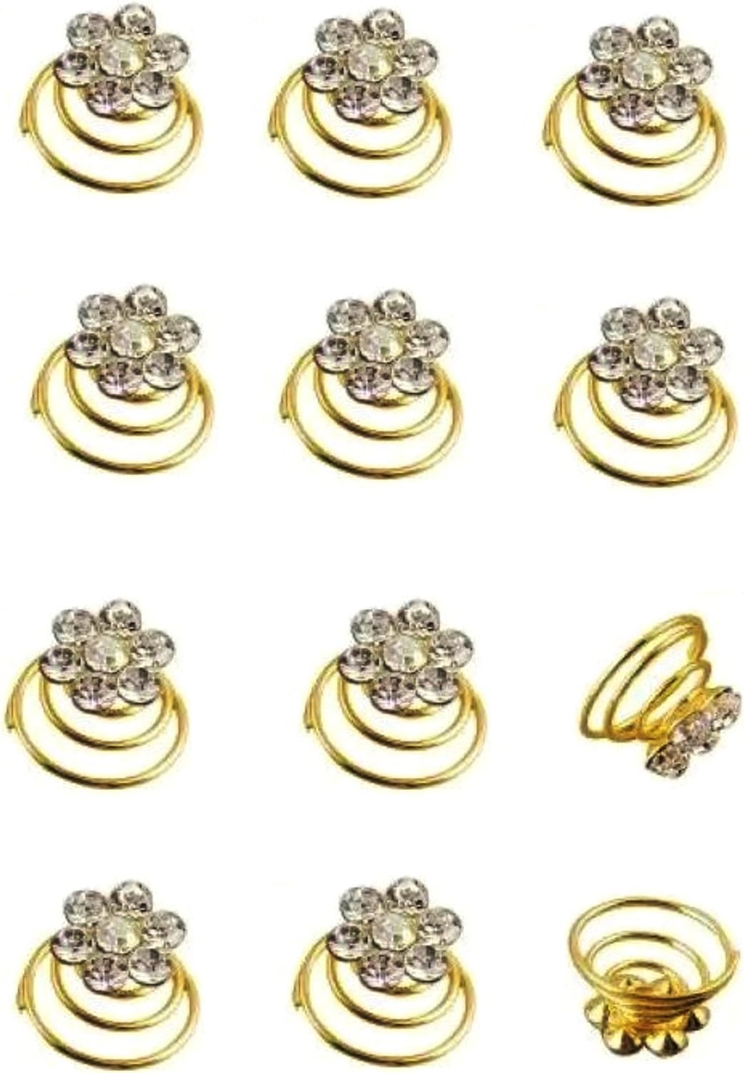 Crystal Rhinestone Hair Pins Trinket Ornament Accessories For Women/Girls (Pack Of 12)