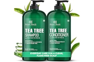 Botanic Hearth Tea Tree Shampoo and Conditioner Set - Nourishing Hair Care with Tea Tree Oil, Peppermint, and Lavender 16Fl o