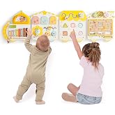 ROBUD Activity Wall Busy Board, Spring Train Montessori Busy Board, Yellow | 12-in-1 Hands-On Learning, Space-Saving Wall Play, Interactive Sensory Learning, Fine Motor Skill Play
