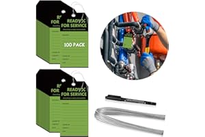 100PCS Ready for Service Tags 3" x 5 3/4" Service Repair Tags with Wire Service Tags for Equipment Black and Green Service Ta