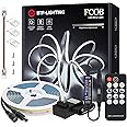 BTF-LIGHTING FCOB COB 24V Kit Flexible High Density LED Lights 8mm Width 6000K 16.4Ft RF14 Keys dimmable Controller FOB CRI90+ LED Strips for Bedroom Kitchen Home Indoor Cool White with AC Adapter