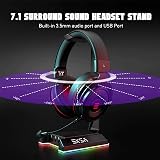 EKSA W1 RGB Gaming Headset Stand 7.1 Surround Sound 3 USB 3.5mm Ports Aluminum view 2