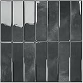 STICKGOO 10-Sheet Peel and Stick Backsplash Tile(Thicker Design) | Self Adhesive Vinyl Wall Tiles, 3D DIY Subway Tiles, Stick on Backsplash for Kitchen (Marquina Black)