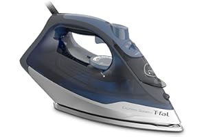 T-fal, Iron, Express Steam Iron for Clothes, Durilium Soleplate, Precision Tip, 30 Second Auto Shut Off, 1600 Watts, Anti-Drip, Ironing, Blue Clothes Iron, FV2886U0
