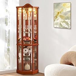 Firscook Lighted 3-Side Glass Display Curio