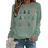 ASTANFY Christmas Sweatshirt Womens Christmas Tree Sweatshirts Xmas Lightweight Pullover