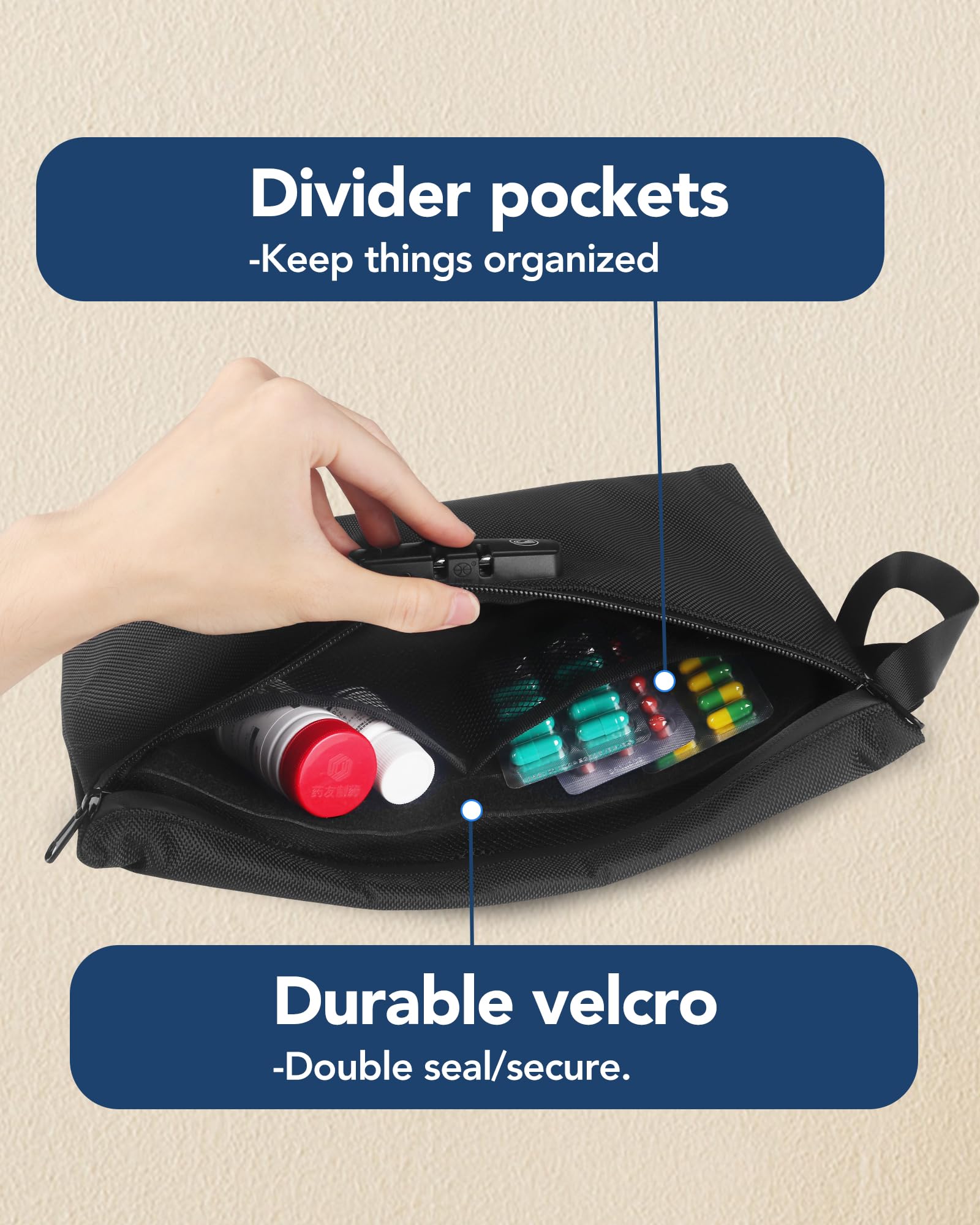 FIREDOG Printed Smell Proof Bags with Combination Lock, Carbon Lined Odor Proof Stash Bag Case Container for Travel Storage (10.8