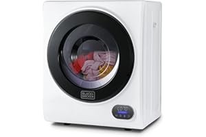BLACK+DECKER 1.5 Cu. Ft. Compact Dryer, 5.5 lb. Capacity, 850W 120V Vented Electric Drying Machine with Stainless Steel Drum,