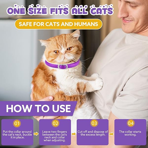 OIMMAL 4 PACK CALMING COLLAR FOR CATS, ADJUSTABLE CAT CALMING COLLAR, CAT PHEROMONE COLLAR FOR CATS AND KITTEN, RELIEVE REDUCE ANXIETY STRESS, CAT ANXIETY RELIEF CALM RELAXING COLLARS