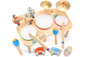 WINGYZ Ensemble de batterie pour enfants – Instruments de musique 11 en 1 pour tout-petits, jouets musicaux éducatifs pour bé