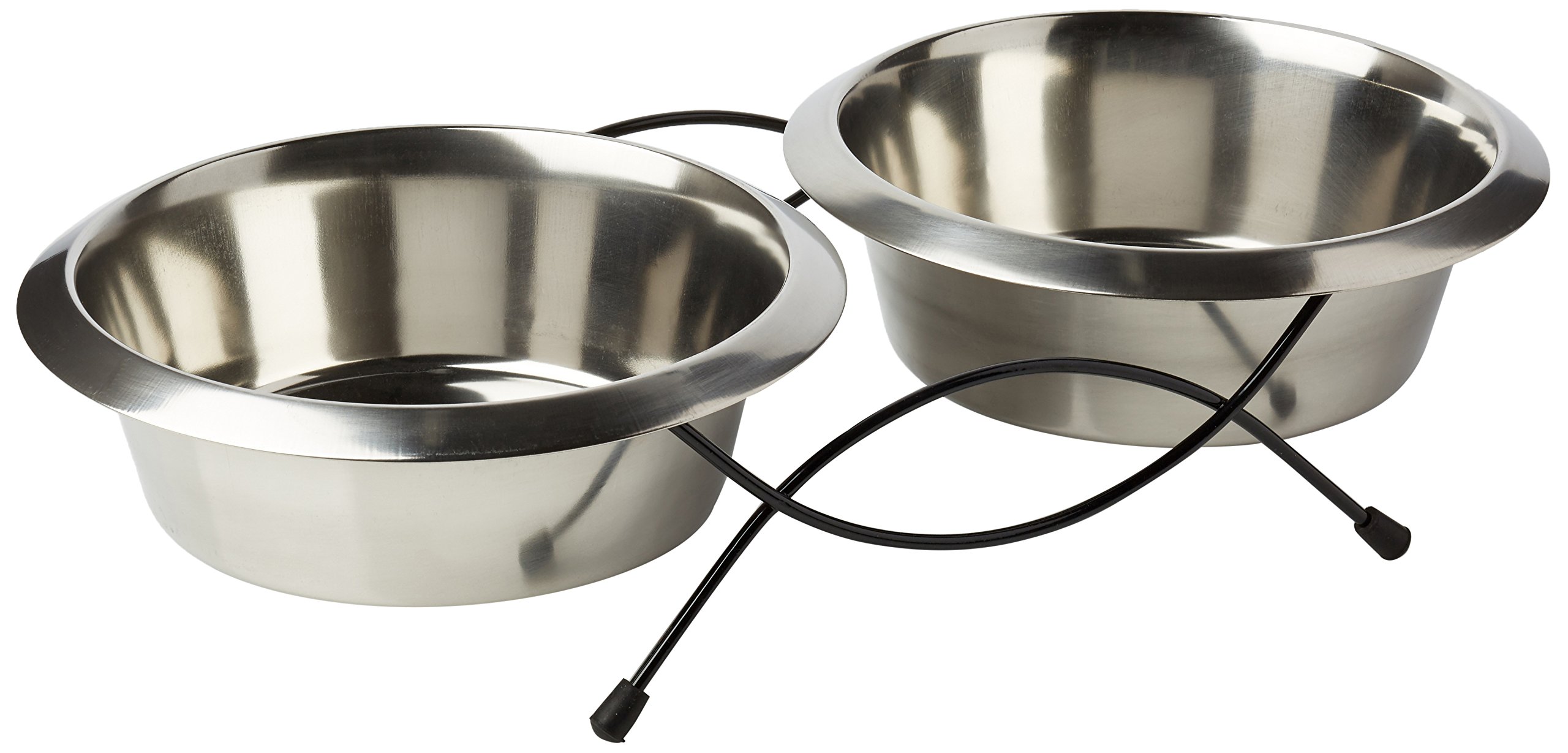 Classic Pet Products Anti-Tip Feeder with 2 x 1900 ml Stainless Steel Dishes, 8.5 inch