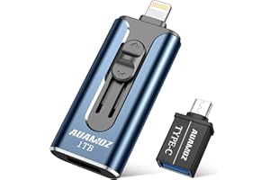 Flash Drive for iPhone 1TB, AUAMOZ USB iOS Memory Stick Photo Stick External Storage Thumb Drive for iPhone iPad Android Computer (Light Blue)
