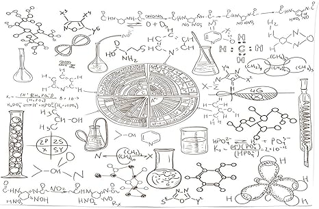 Amazon Co Jp Sodika サイエンスタペストリー サイエンステーマ 手描きスタイル 化学実験室 学校教室 イラスト ファブリック 壁掛け装飾 寝室 リビングルーム 寮 幅45 X 長さ30 インチ アンバーホワイト 45 W By 30 L ホーム キッチン