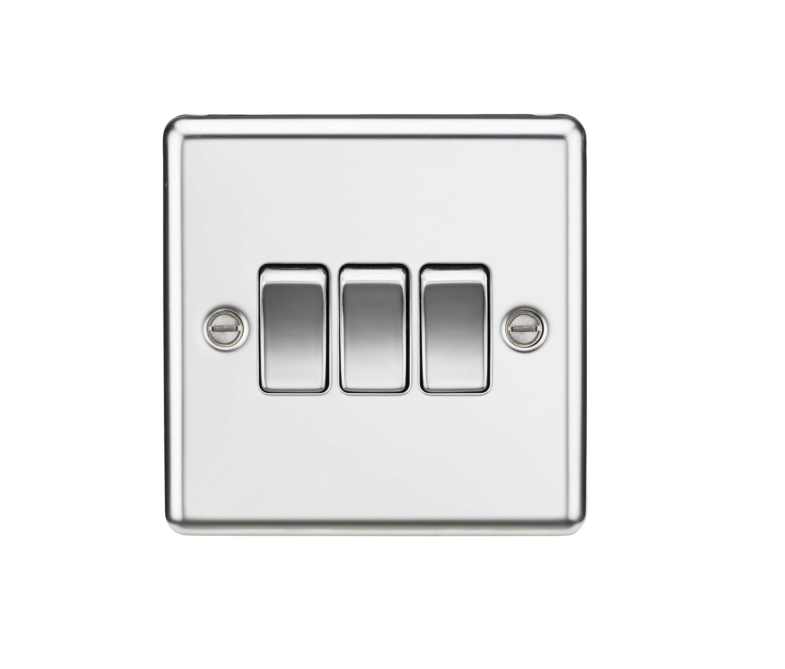 10AX 3G 2 Way Plate Switch - Rounded Edge Polished Chrome — image 1