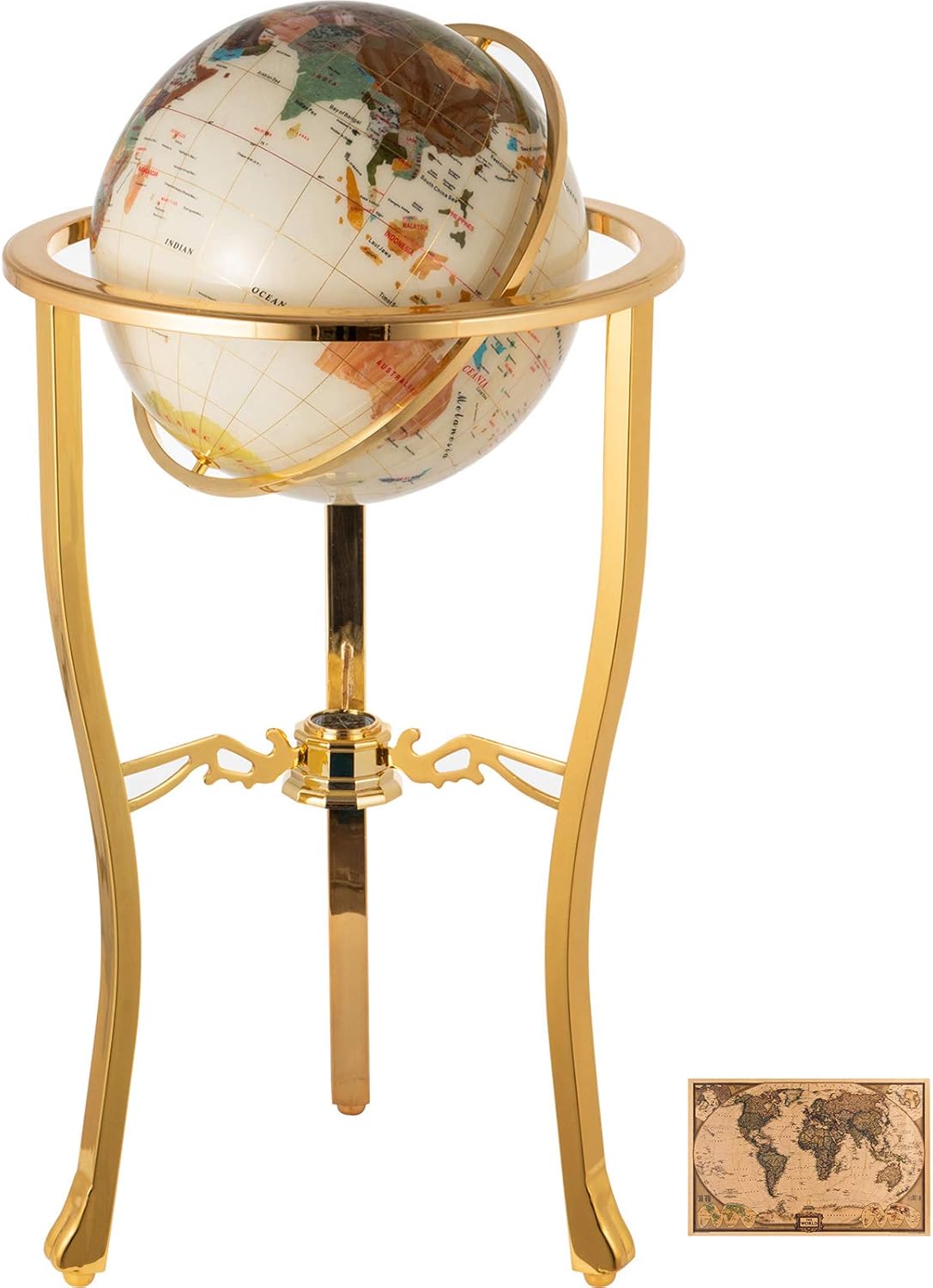 VEVOR 36x13 inch Gemstone World Globes Floor Standing Globes World with