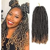 Spring Twist Hair 12 Inch 6 Packs Spring Twist Crochet Hair Spring Twist Braiding Hair For Passion Twist Butterfly Locs Crochet Twist Short Crochet Braids Hair Synthetic Hair Extensions(12 Inch,T27)
