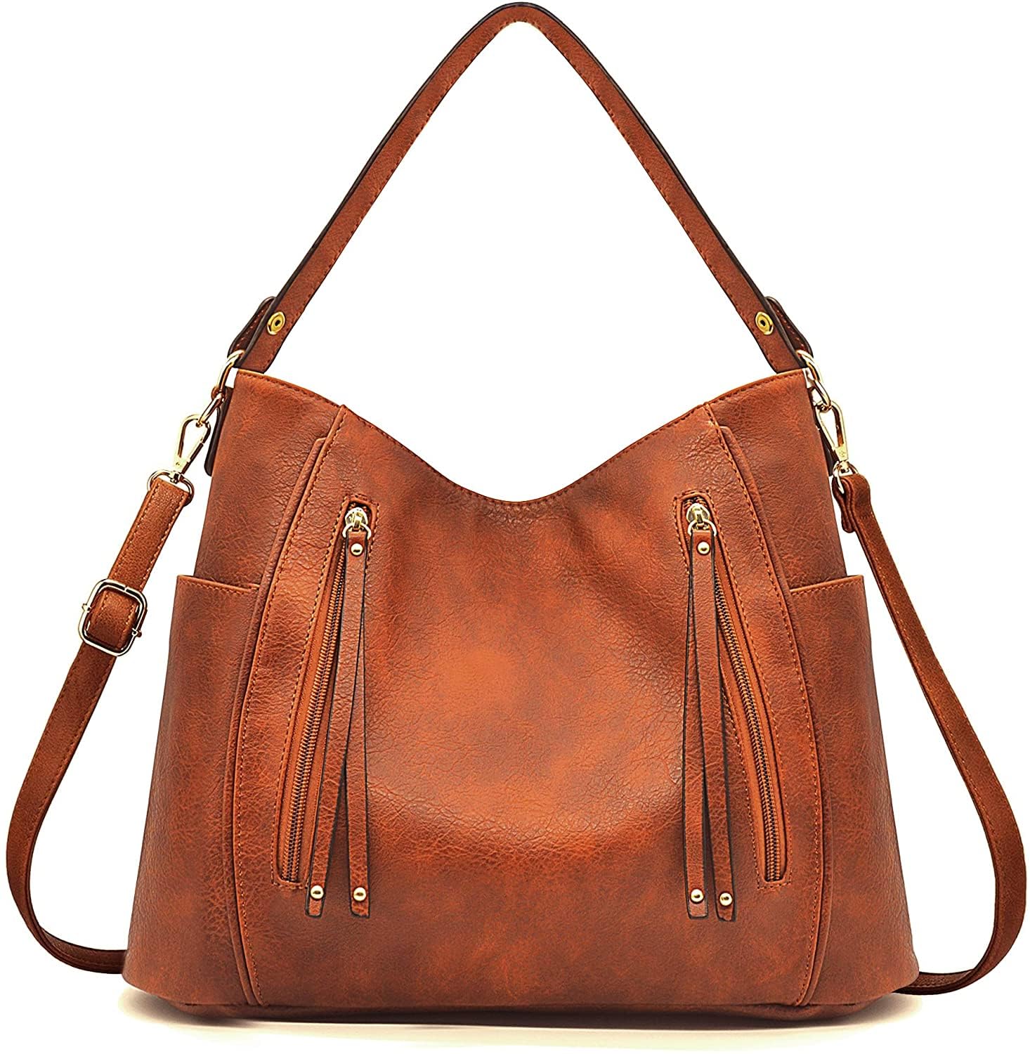 BestoU Handbags for Ladies Large Leather Crossbody Purses for Women Tote Bag Elegant for Ladies (Brown)