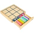 Wooden Sudoku Puzzles Board Game with Drawer (Colorful) - Math Brain Teaser Toys Educational Desktop Game Train Logical Thinking Ability