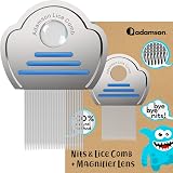 Adamson Lice Comb with Magnifying Glass Stainless Steel Blue