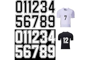 22 Pcs Iron on Numbers and Letters, 8 Inch T-Shirt Heat Transfer 0 to 9 Jersey Soft Numbers (Black/White)