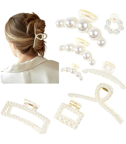 Amazon.com : Small Hair Clips Three Pearl Hair Clip for  display picture 2