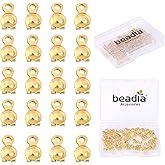 BEADIA 14K Gold Plated End Caps Non Tarnish 3x6mm 200pcs for Jewelry Making Findings