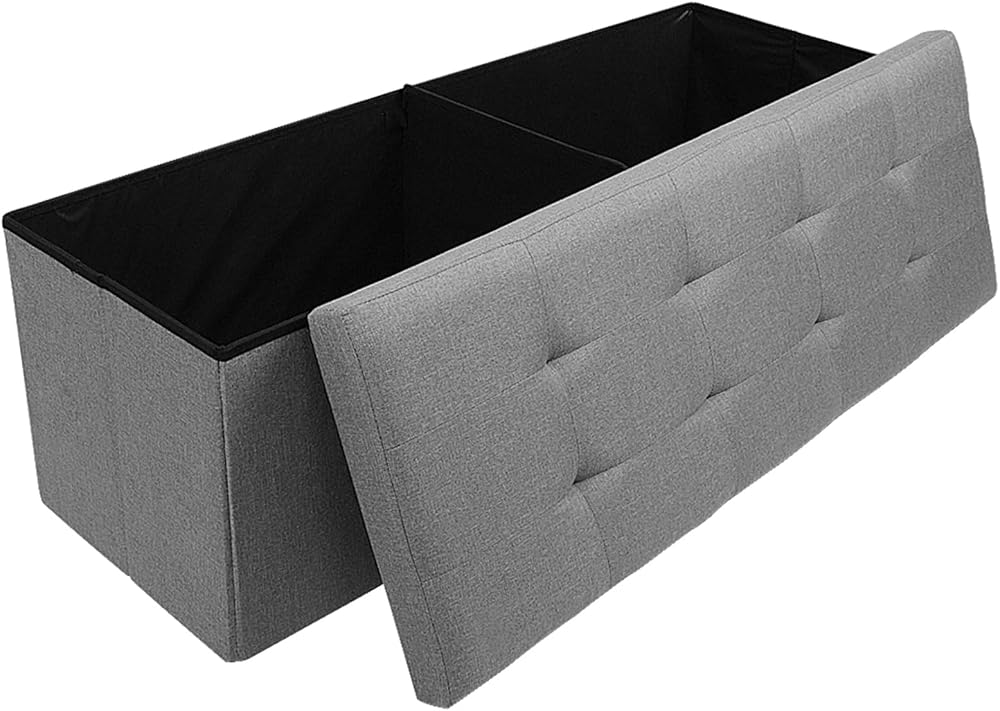 Dripex Folding Linen Storage Ottoman 120L 110x38x38 Light Grey