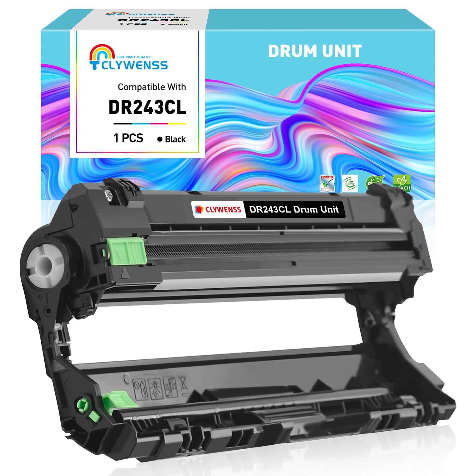 Clywenss DR-243CL DR243CL Drum Unit Compatible with Brother DR-243CL-BK DR243 for DCP-L3550CDW DCP-L3510CDW DCP-L3550CDW HL-L3230CDW HL-L3210CW HL-L3270CDW MFC-L3710CW MFC-L3750CDW L3730CDW, 1-Black