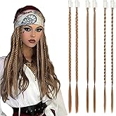 Meawaho 6PCS Braided Hair Extensions with Clip, Cool Braided Hair Snap Clip, Blonde Synthetic Braids, Hair Extensions Accessories for Women, Performance Halloween Dance Costume