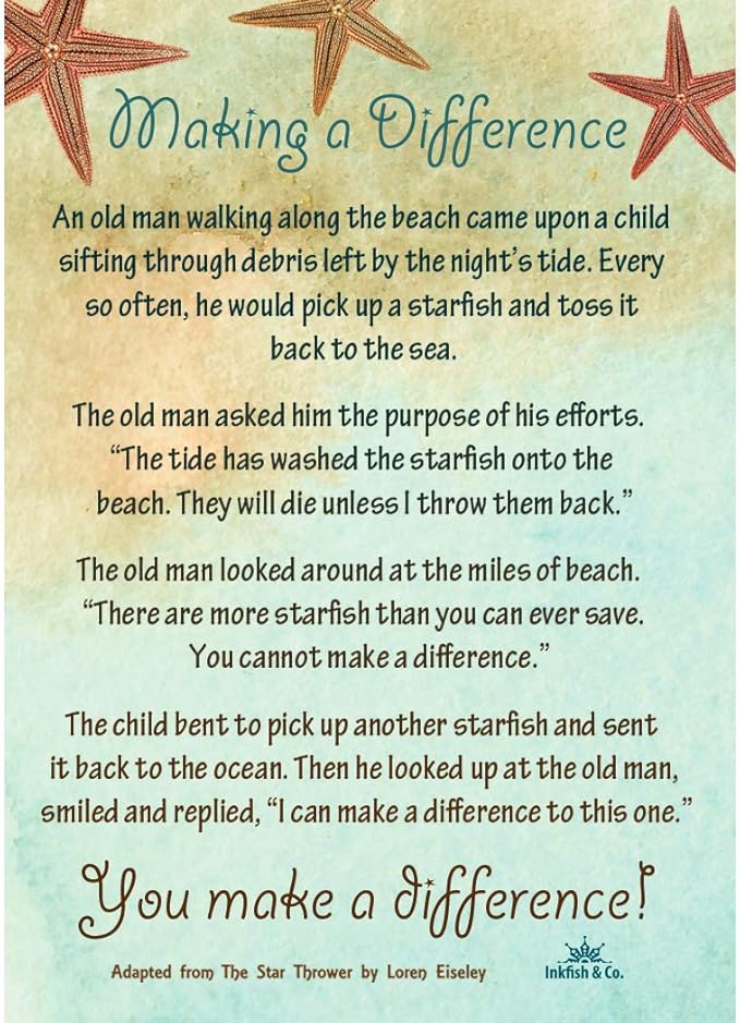 Starfish Poem Story 50 Laminated Cards For People Who Make A Difference Inspirational Appreciation Recognition Acknowledgement