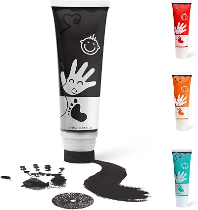 TOGOU2S Baby Hand and Footprint Kit Non-Toxic Ink 75ml Black Sponge