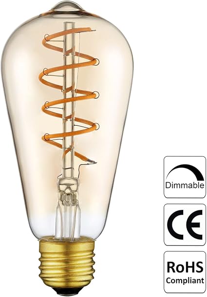 Vintage Edison Glühbirne LED Lampe Birne mit E27-Sockel, Flexibel