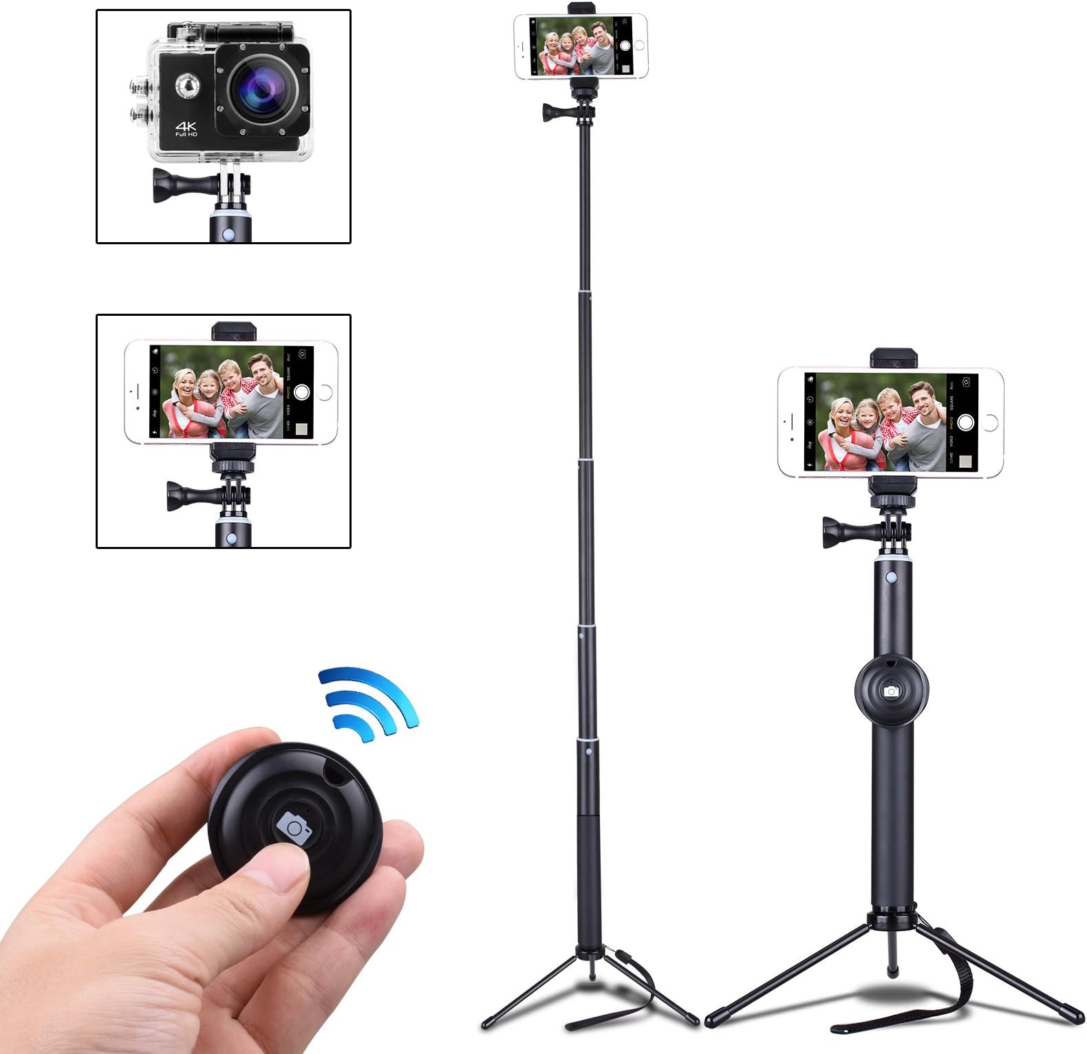 Bluetooth Selfie Stick Tripod, Extendable Tripod Stand Selfie Monopod with Wireless Remote Shutter for iPhone X/8/8PLUS/7/7PLUS/6/6S/6PLUS Samsung S8/S8PLUS/S7/S7 Edge/Huawei/ZTE/HTC/Google/Nexus/Pixe