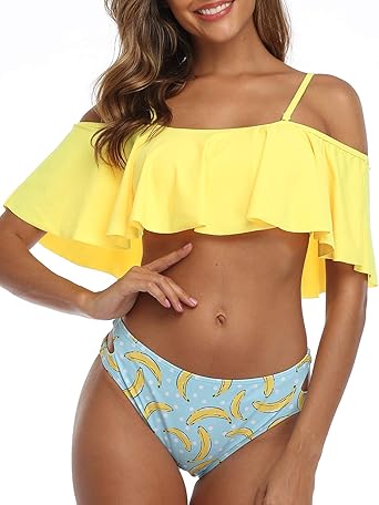 off the shoulder ruffle bikini
