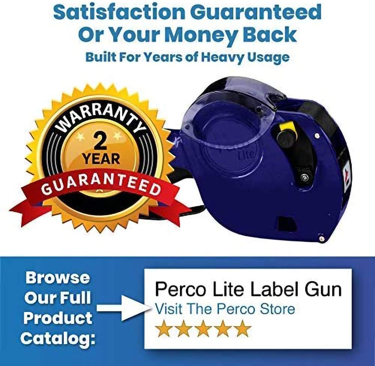 Perco Lite 1 Line Price Gun with Labels Kit - Includes 5, 600 Blank White Labels, 2 Ink Rollers, 1 Ink roll and Labels Pre-Loaded : Office Products