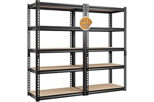 Bepatio 5 Tier Heavy Duty Metal Storage Shelves Adjustable Large Capacity Garage Shelving Unit Sturdy Utility Rack Shelf for 