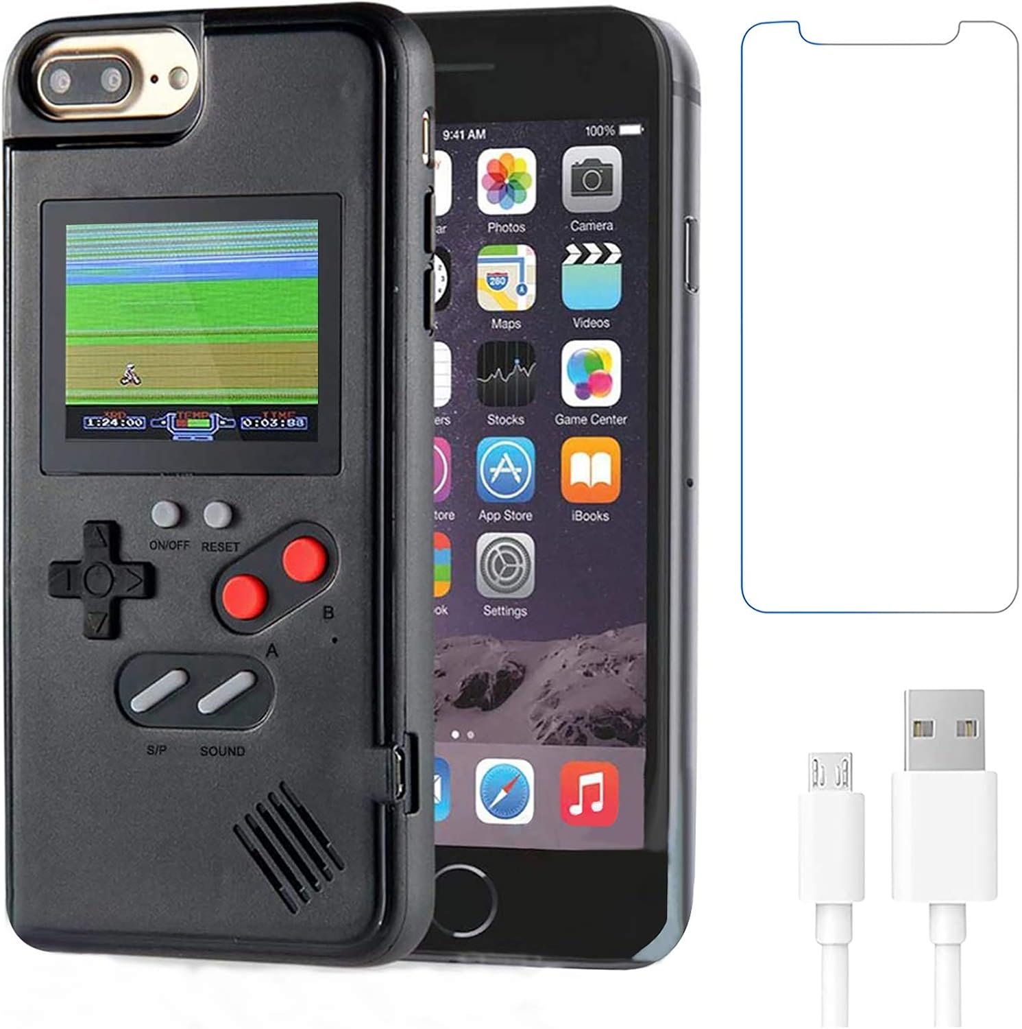 Gameboy Case for iPhone 6 Plus/ 6s Plus/ 7 Plus/ 8 Plus,Handheld Retro 36 Classic Games,Color Video Display Game Case for iPhone,Anti-Scratch Shockproof Phone Cover for iPhone WeLohas