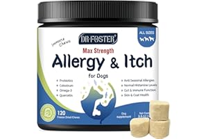 DRFOSTER Dog Allergy Relief Chews, with Colostrum, Omega 3,6, Probiotics for Dogs, Support Immune, Dog Itching Skin Relief, Natural Dry Skin & Itch Relief for Dogs, Hot Spot Treatment, Seasonal Allergy Relief