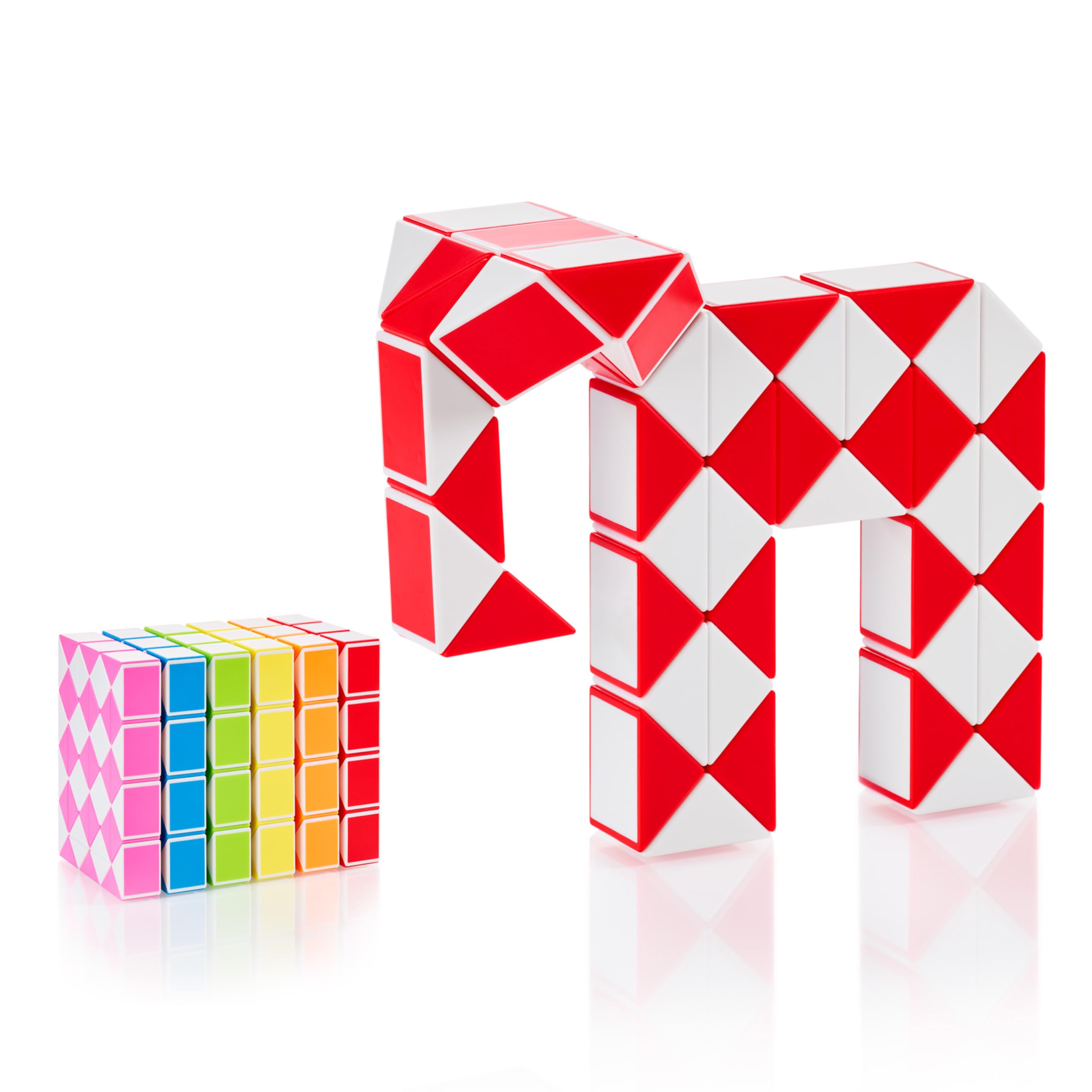 CUBIDI® Original Magic Snake - 48 Blocks Red | Puzzle Games for Children and Adults | Ideal as Party Bags Children's Birthday, Children's Birthday Party Favours or Small Gifts for Children