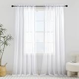 PONY DANCE White Voile Curtains 90 Drop 60x90 Inches Pair Slot Top Net