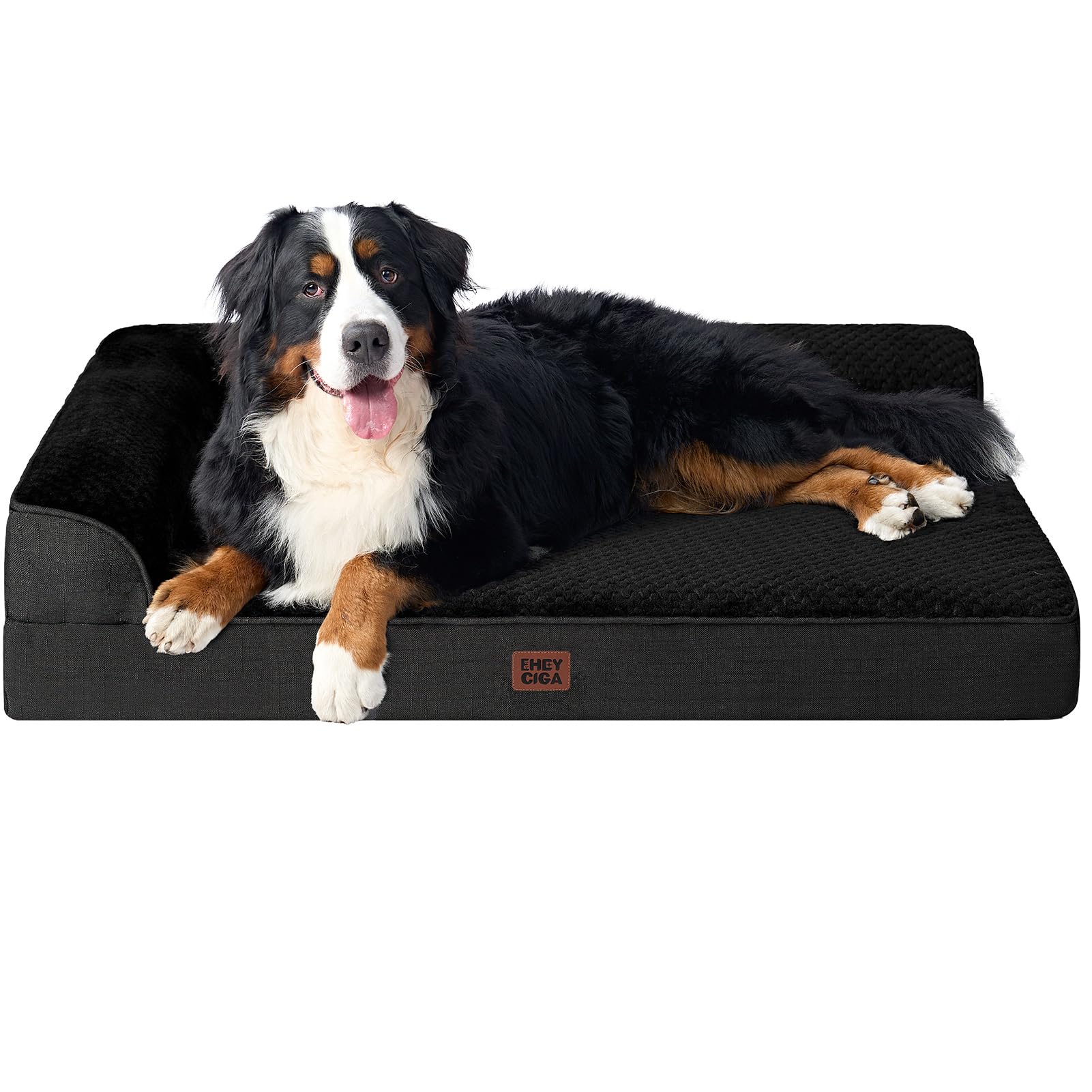 EHEYCIGA XXL Dog Bed Memory Foam, Orthopedic Giant Dog Bed Jumbo with Washable Removable Cover, Waterproof Pet Sofa Couch with Nonskid Bottom, 48x35x7.5, Black Image