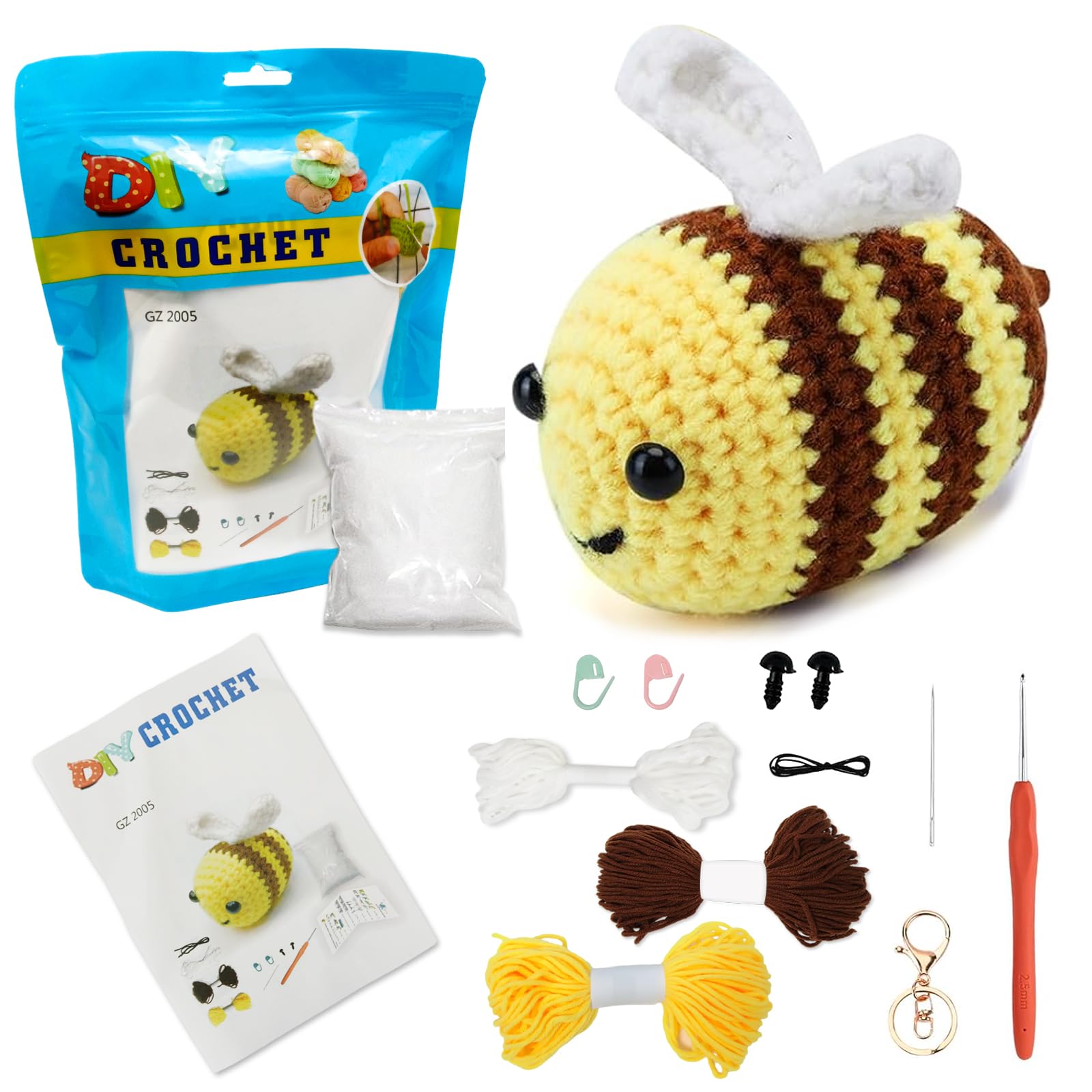 71Nmly Beginner Crochet Kit for Adults & Kids Cute Bees Beginner Crochet Kits Complete Crochet Kit Bees Knitting Starter Kit with Instructions and Video Tutorials for DIY Craft