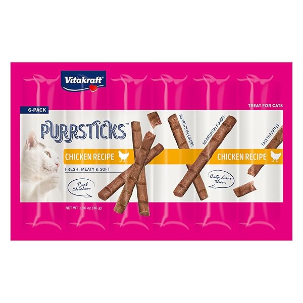 VITAKRAFT PURRSTICKS MEATY CAT STICKS – CHICKEN – SEGMENTED AND BREAKABLE MEATSTICK – DELICIOUSLY TENDER
