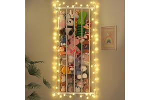 HAVEDAWN Corner Stuffed Animal Zoo, LED-Strip Light Large Stuffed Animals Storage, Wall Hanging Toy Storage Organizer - Plush Toy Holder, Perfect Shelves for Wall Décor, Toddler Boys Girls