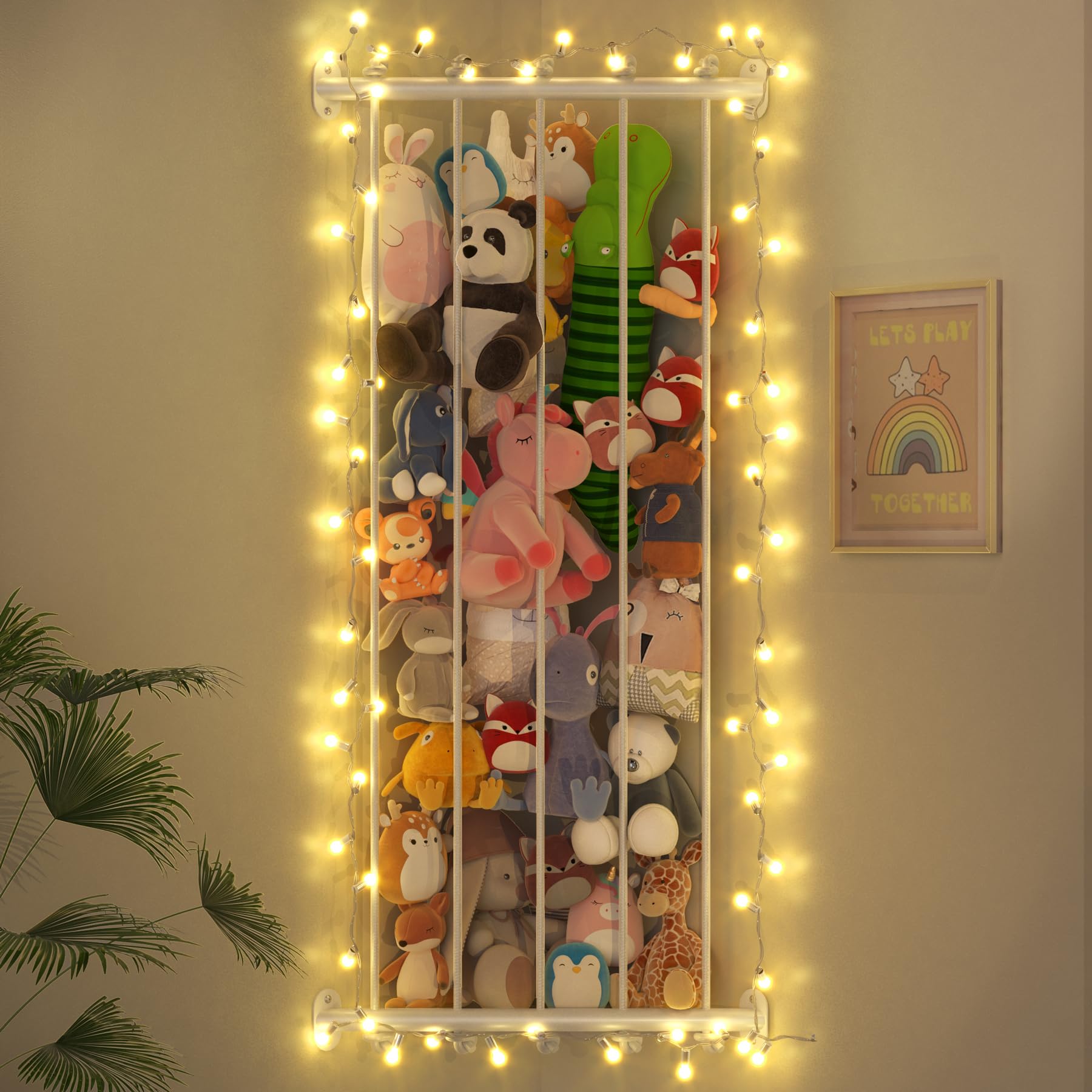 Photo 1 of HAVEDAWN Corner Stuffed Animal Zoo, LED-Strip Light Large Stuffed Animals Storage, Wall Hanging Toy Storage Organizer - Plush Toy Holder, Perfect Shelves for Wall Décor, Toddler Boys Girls